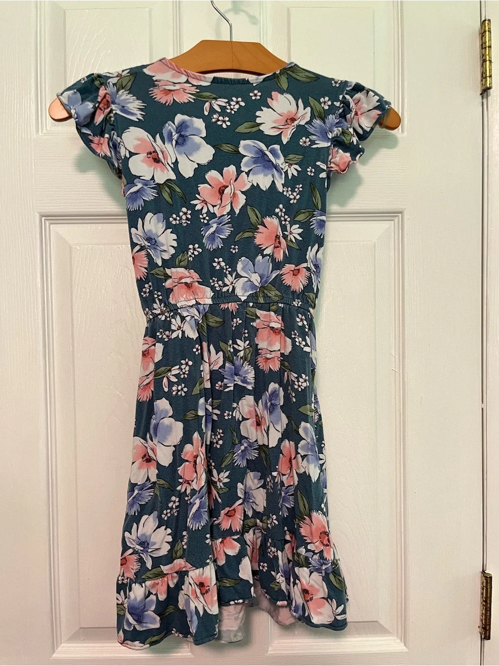 Girls' Teal Floral Casual Dress - Pink & Purple Floral
